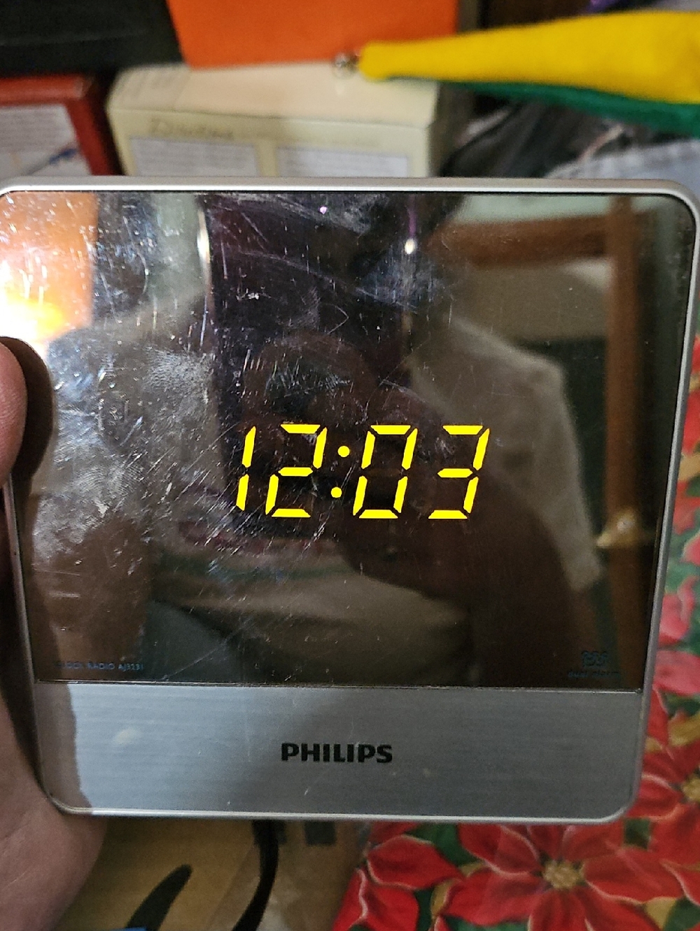 Philips Mirror Digital Alarm Clock with Yellow LED